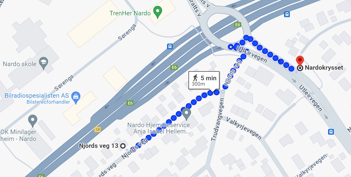 Distansen til nærmeste busstopp som tar deg bla. til sentrum og Gløshaugen på kort tid.